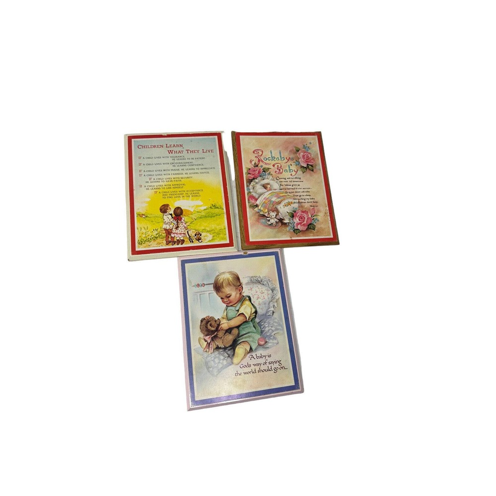 Vintage Wooden Wall Plaque 8.75” X 6” Lot Of 3 Inspirational Children Quotes